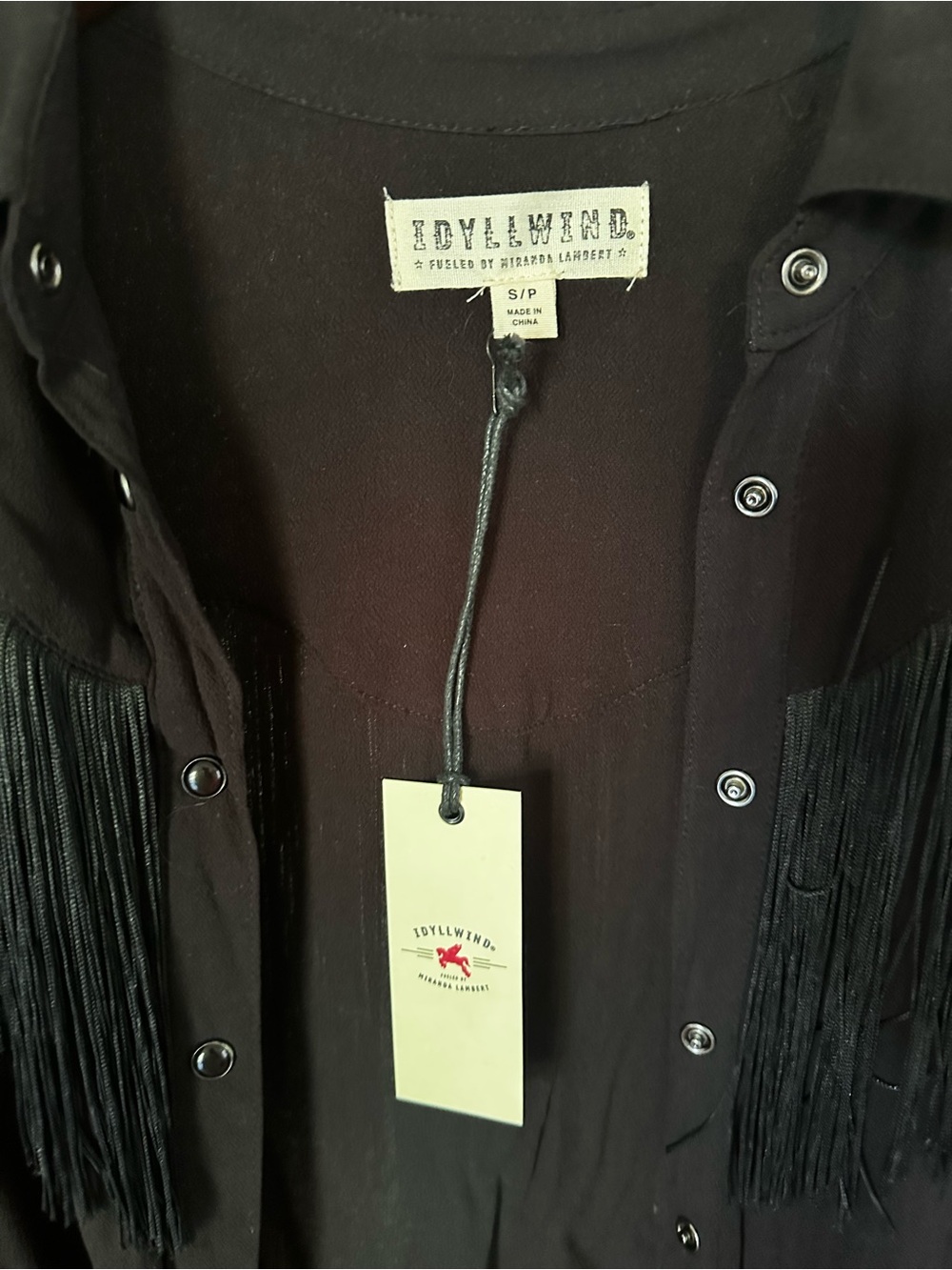 Idyllwind Miranda Lambert Black Short-Sleeve Button-Down Shirt with Fringe BNWT - Picture 3 of 7